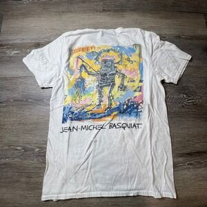 Jean-Michel Basquiat T-Shirt Mens Small White Crown Logo Graphic Art Tee